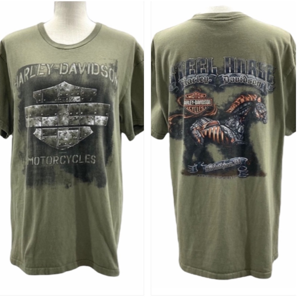 HARLEY-DAVIDSON Men’s/Unisex Green Short Sleeve Graphic Tee Shirt Size Large